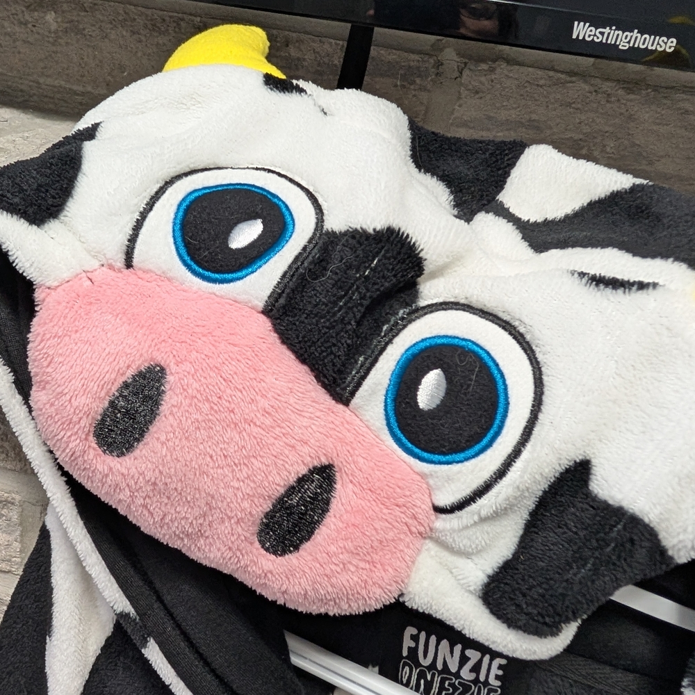 Funzie Onesie Cow Pajama with Hood and Bell - adult - Picture 2 of 3